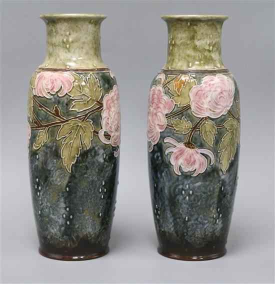 A pair of Royal Doulton Art Nouveau vases, circa 1910, height 31cm
